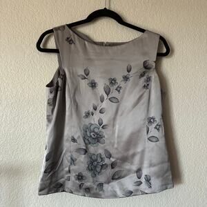 Emanuel Ungaro Floral Sleeveless Tank Top Gray Size 8